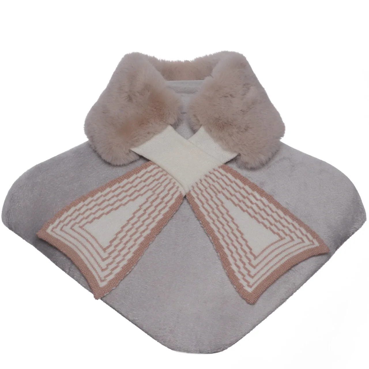 1040705- Cream Knitted Faux Fur Collar - Zelly