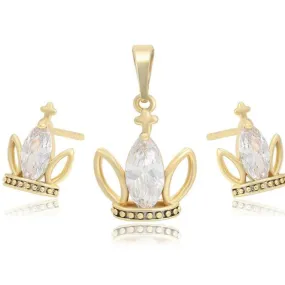 14K Gold Filled Crown Necklace Set