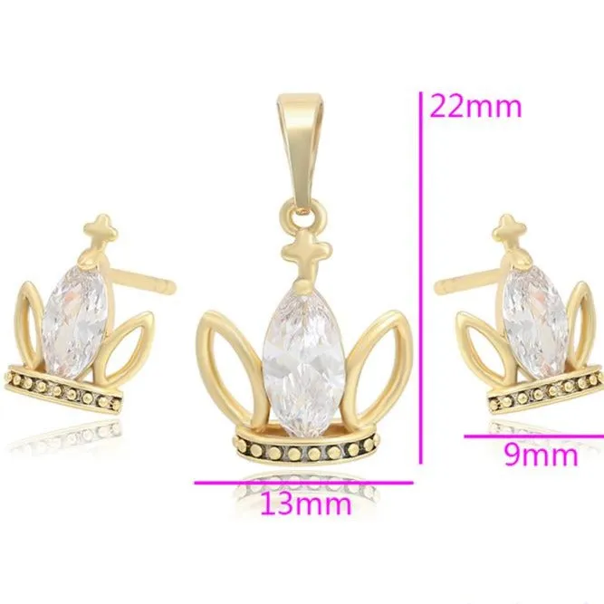 14K Gold Filled Crown Necklace Set