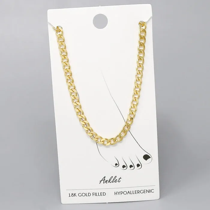 18K Gold Filled Curb Chain Anklet