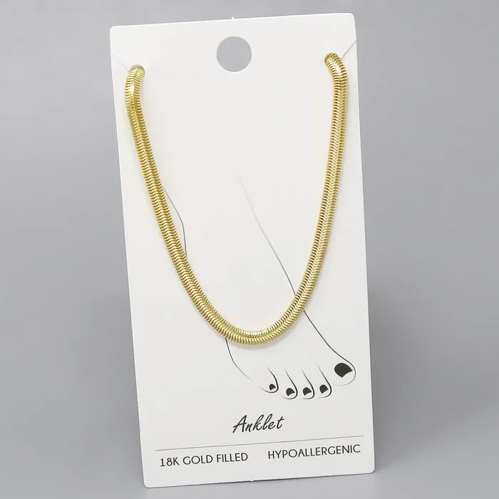 18K Gold Filled Herringbone Chain Anklet