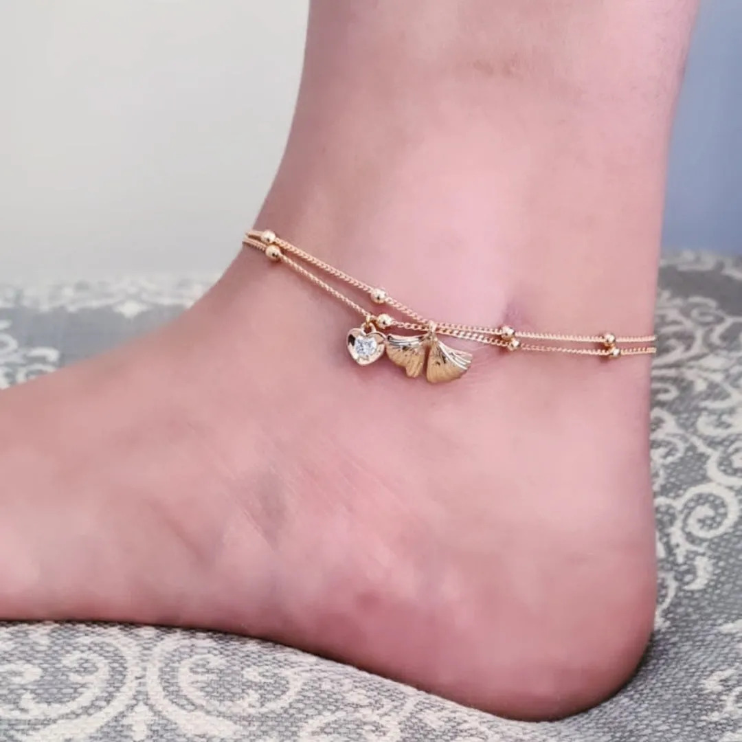 18k Gold Filled Two Layers Anklet