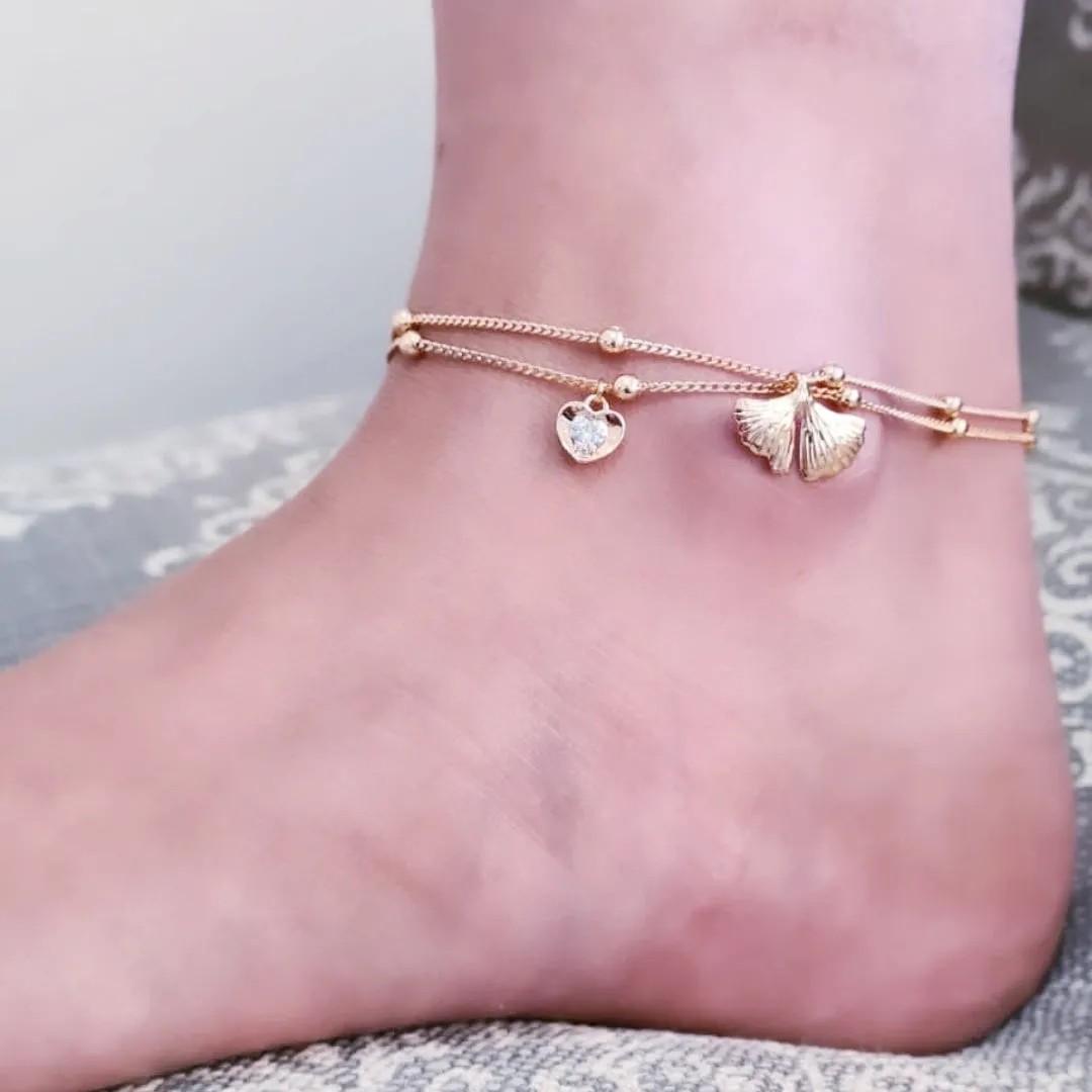 18k Gold Filled Two Layers Anklet