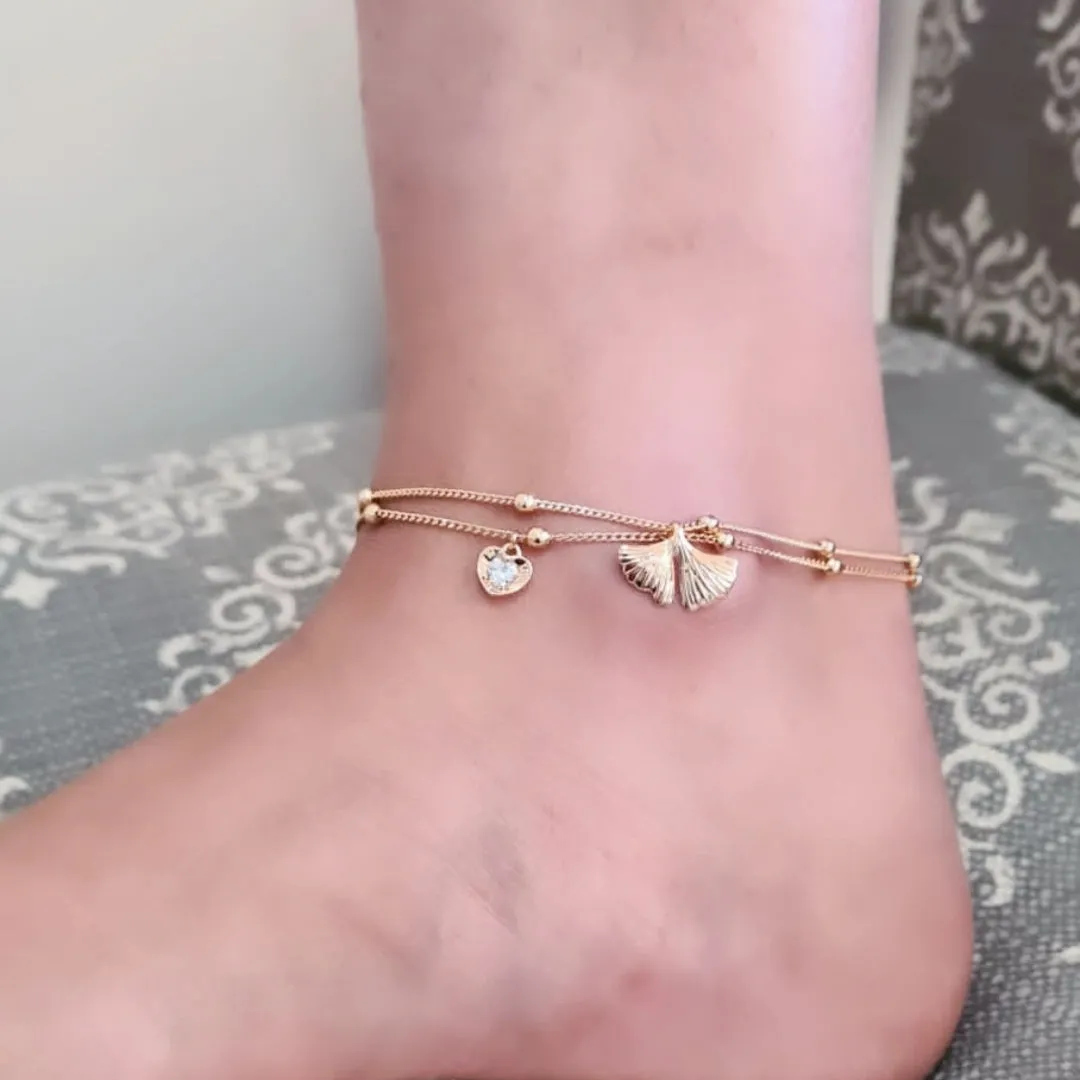 18k Gold Filled Two Layers Anklet