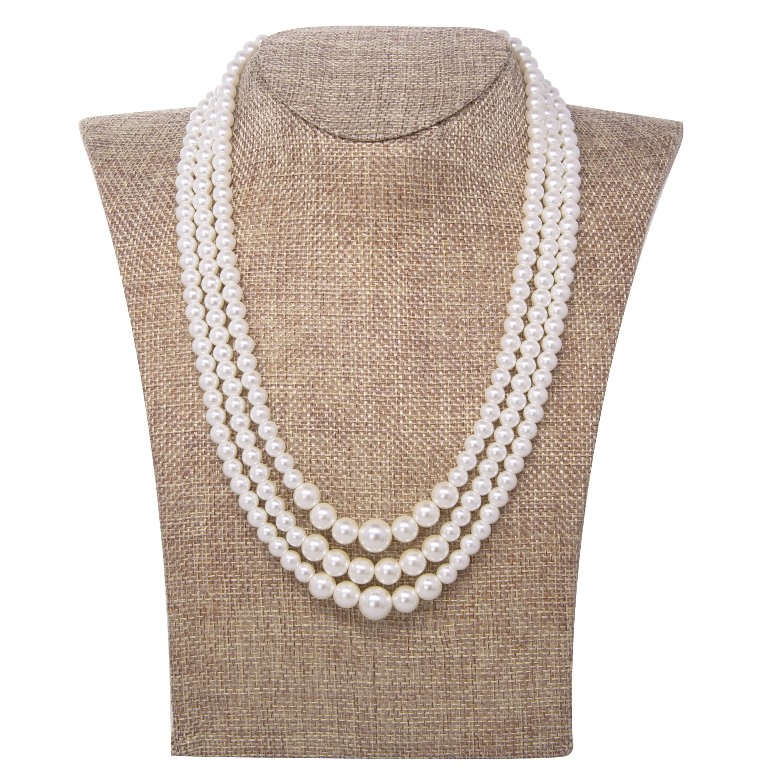 1928 Jewelry Classic 3 Strand Faux Pearl Necklace 16 + 3 Extender