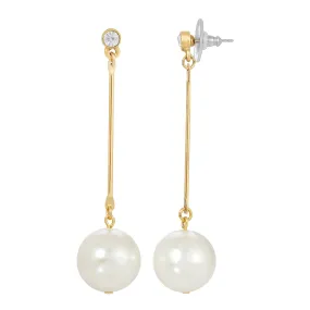 1928 Jewelry Classic Linear Faux Pearl Drop Earrings