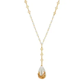 1928 Jewelry Large Faux Pearl Teardrop Y Pendant Necklace 20