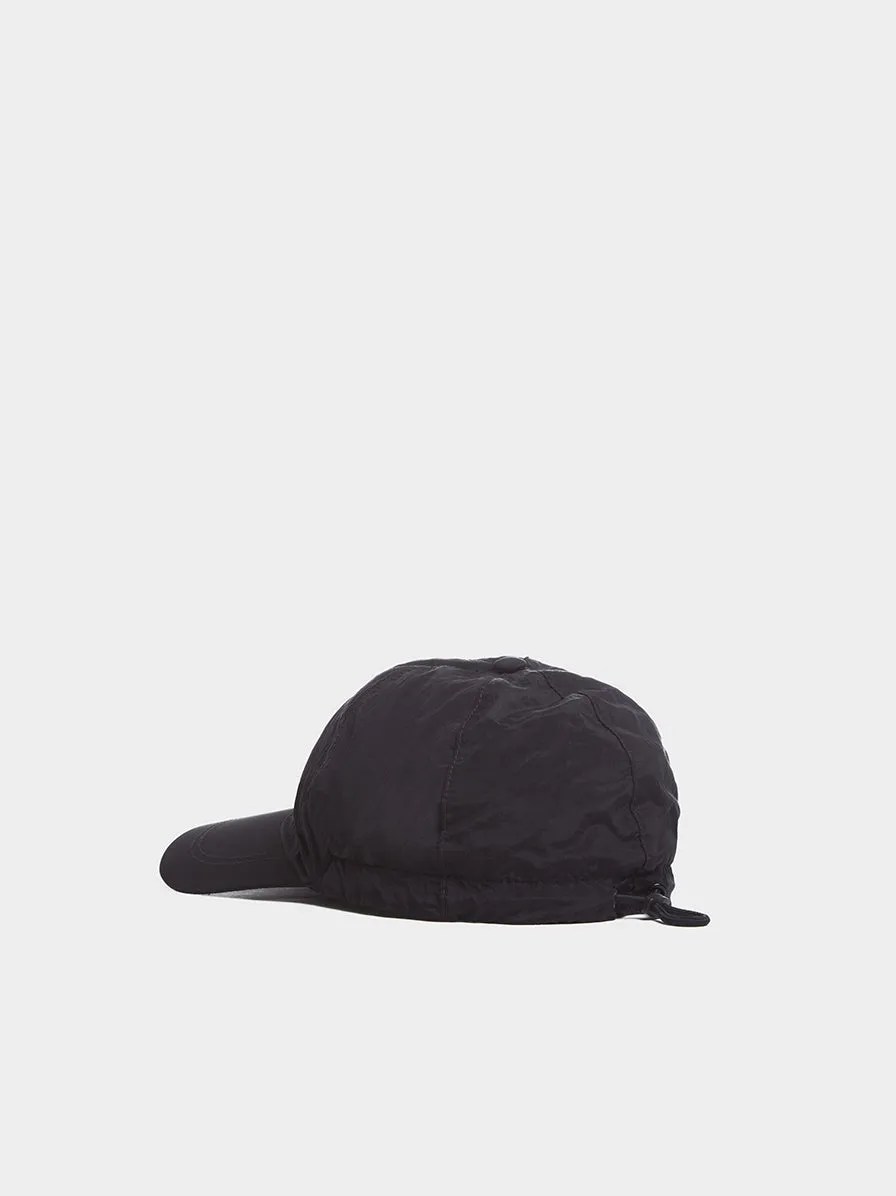 6 Panel Nylon Metal Cap, Black