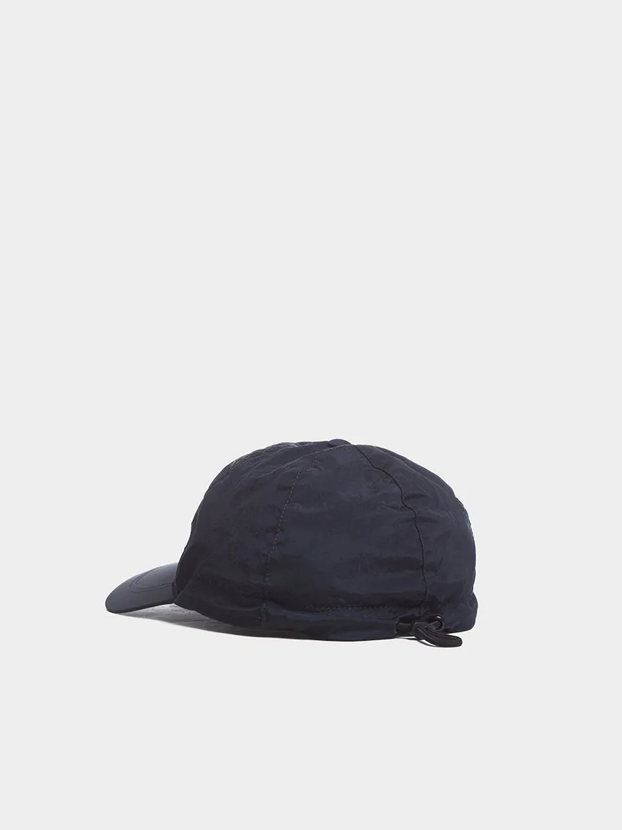 6 Panel Nylon Metal Cap, Black