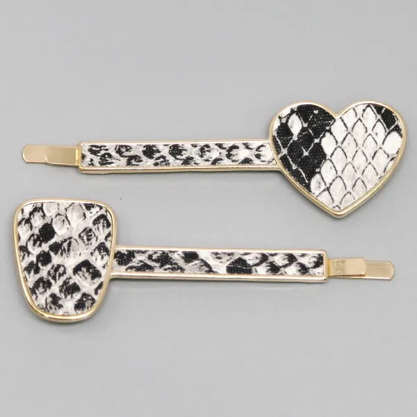 Animal Print Faux Fur Bobby Pin Set