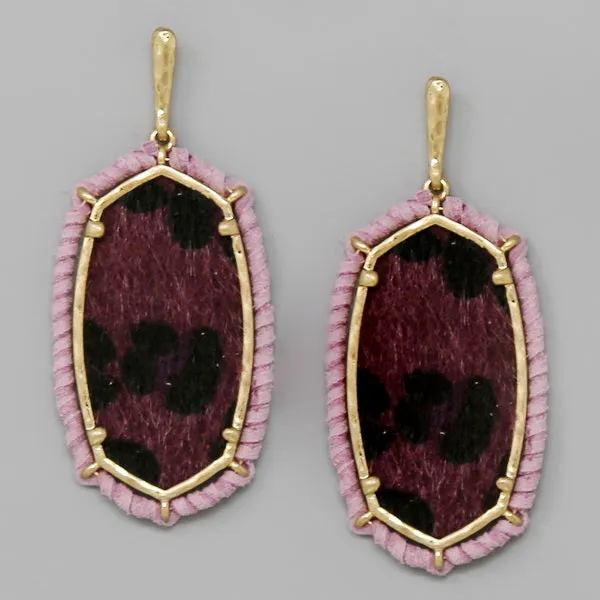 Animal Print Faux Fur Vintage Frame Drop Earrings