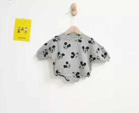 Baby Clothes Lapel Cartoon Mickey Baby Cotton Romper S4668939