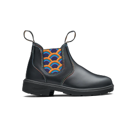 Blundstone Black With Rainbow Elastic Kids' Boot