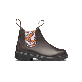 Blundstone Brown With Butterfly Lilac Elastic Kids' Boot