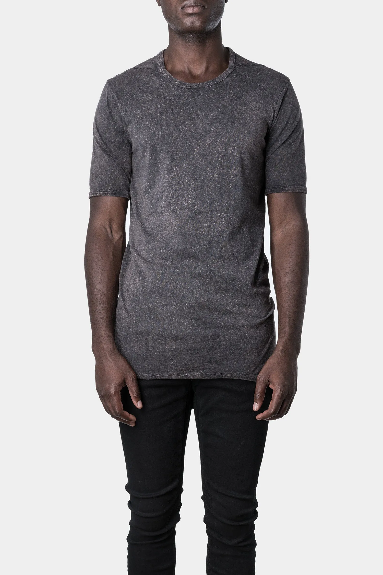 Cold dyed curved hem cotton T-Shirt