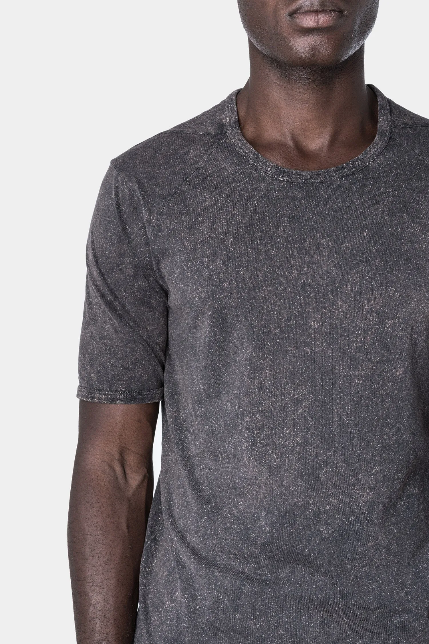 Cold dyed curved hem cotton T-Shirt