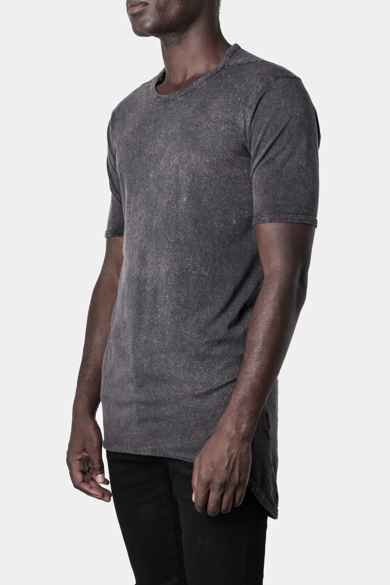 Cold dyed curved hem cotton T-Shirt