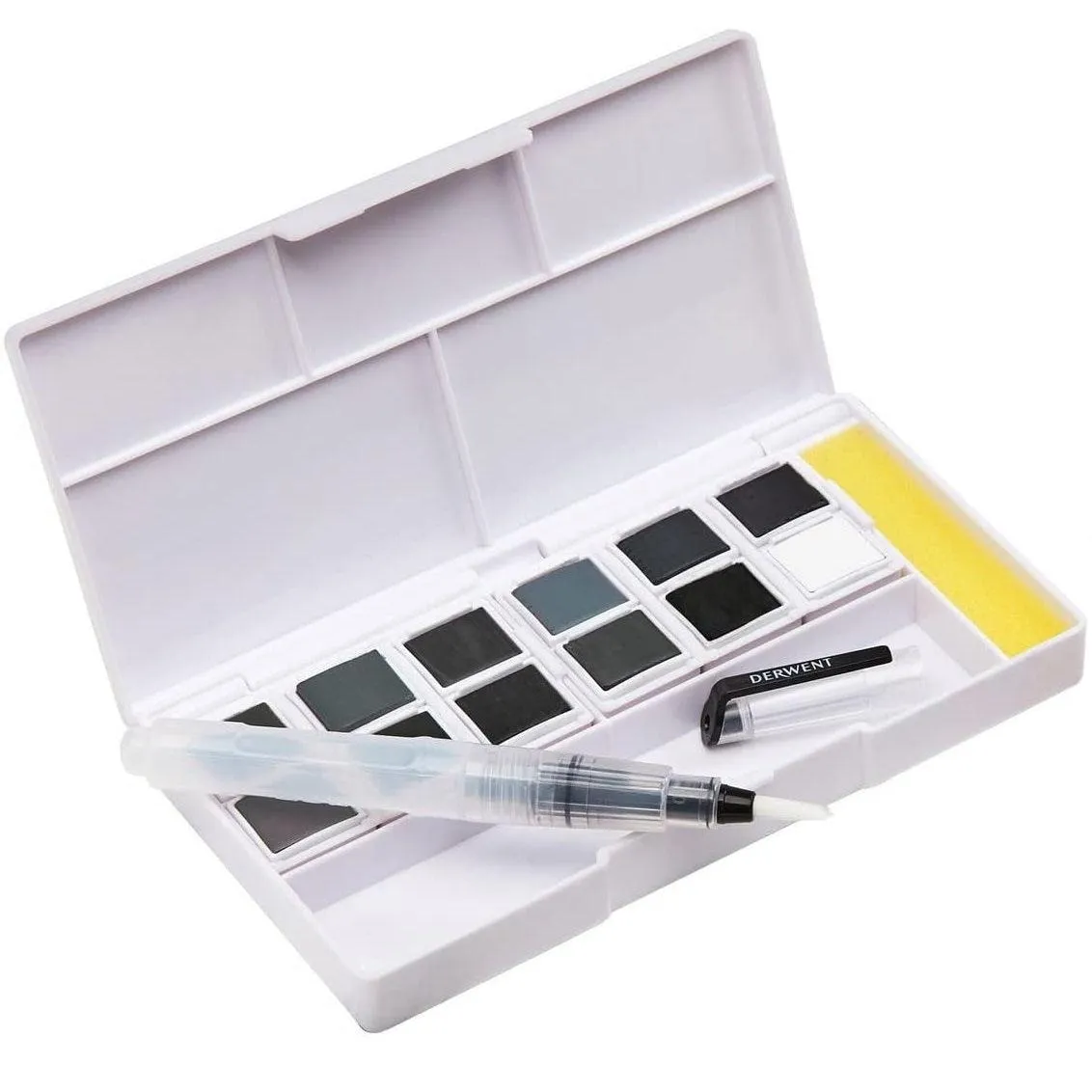 Derwent Tinted Charcoal Paint Pan Colours Set 12 + Waterbrush