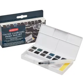 Derwent Tinted Charcoal Paint Pan Colours Set 12 + Waterbrush