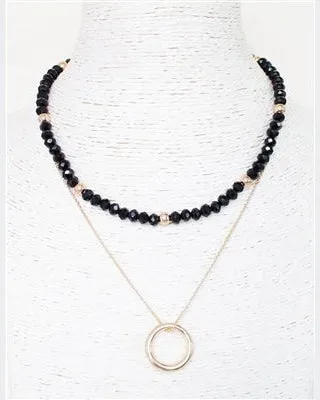 Gold Circle 2 Layers Necklace