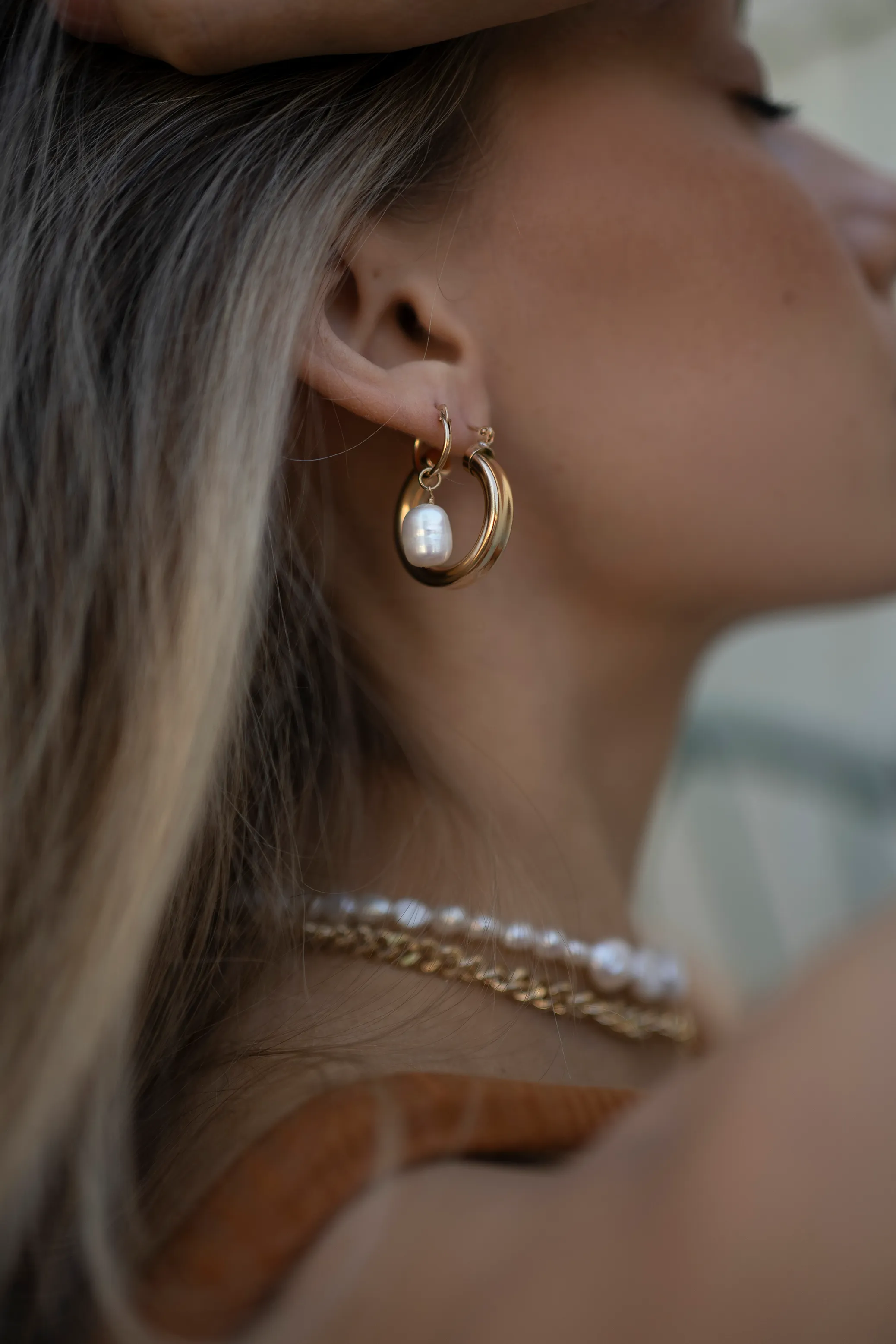 Gold Filled Alina Pearl Hoops Wholesale