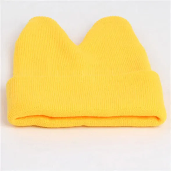 Hat Baby Kids Cute Ox Horn Knitted Wool Hats Boys Girls Warm Beanies Caps 1-9Y SM6