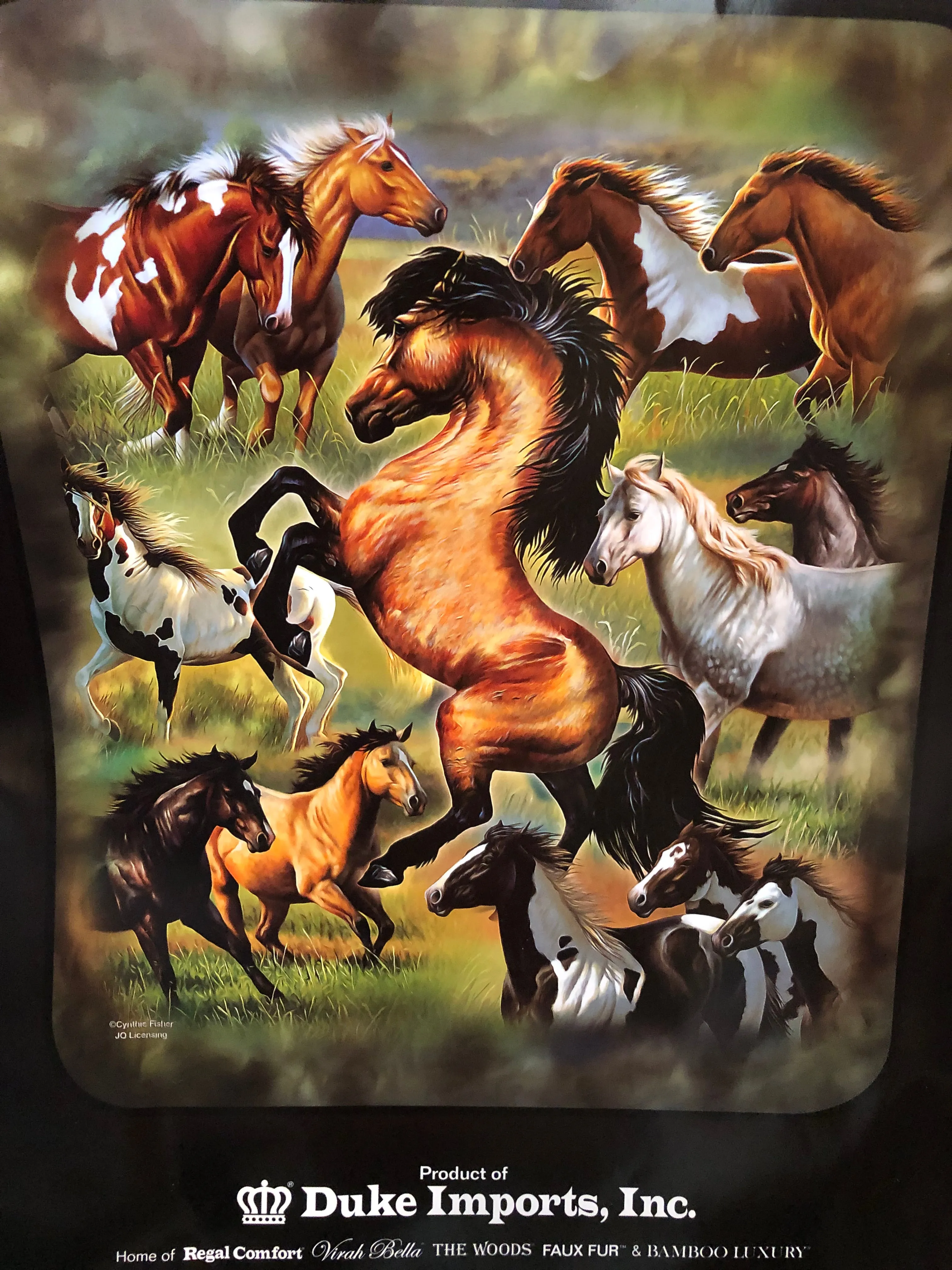 Horse Collage blanket for wall hanging or bedspread soft faux fur