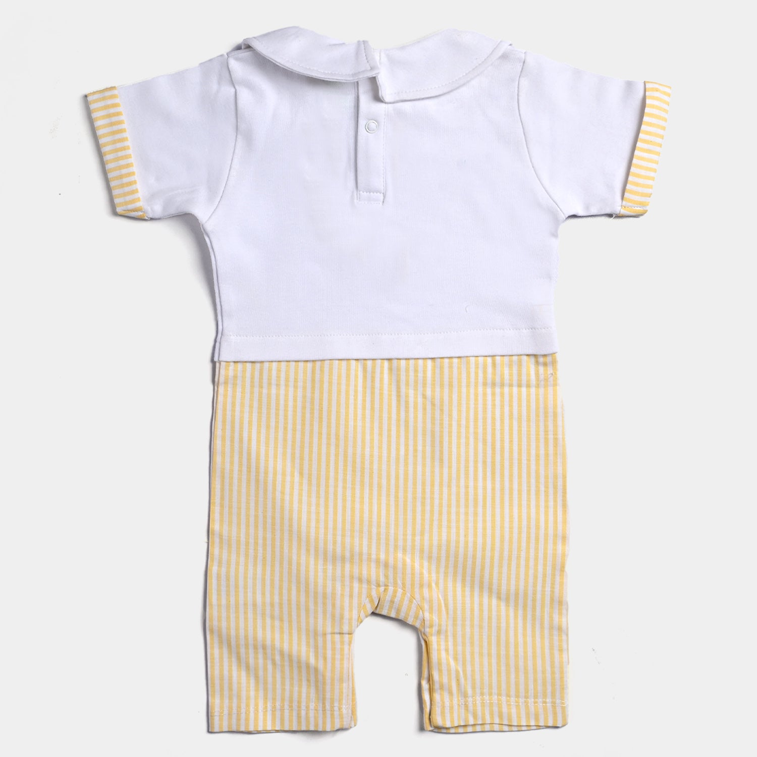 Infant Boys Cotton Interlock Knitted Romper Tie Style-White