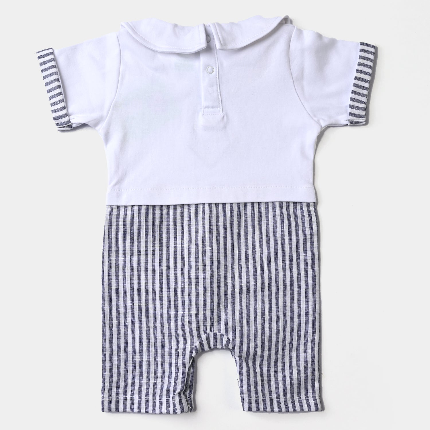 Infant Boys Cotton Interlock Knitted Romper Tie Style-White