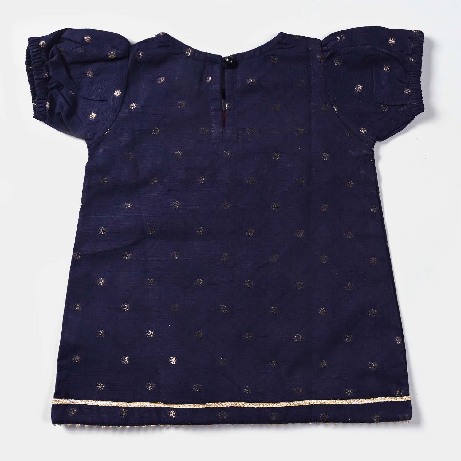 Infant Girls Jacquard 2Pcs Little Glow-Navy Blue