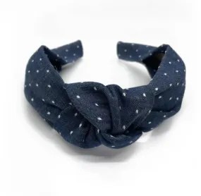 Knot Headband ? Indigo w/ White Dots