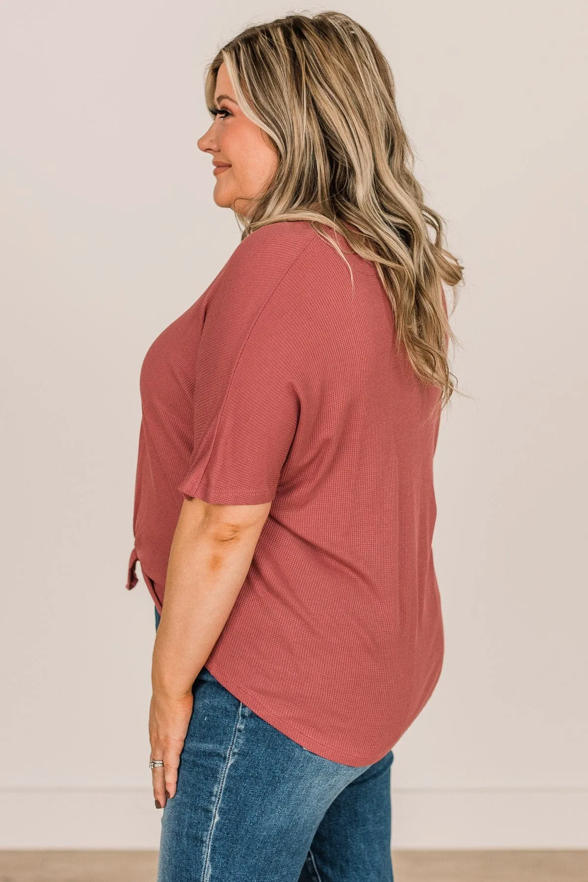 Looking Good Thermal Short Sleeve Top- Dark Mauve