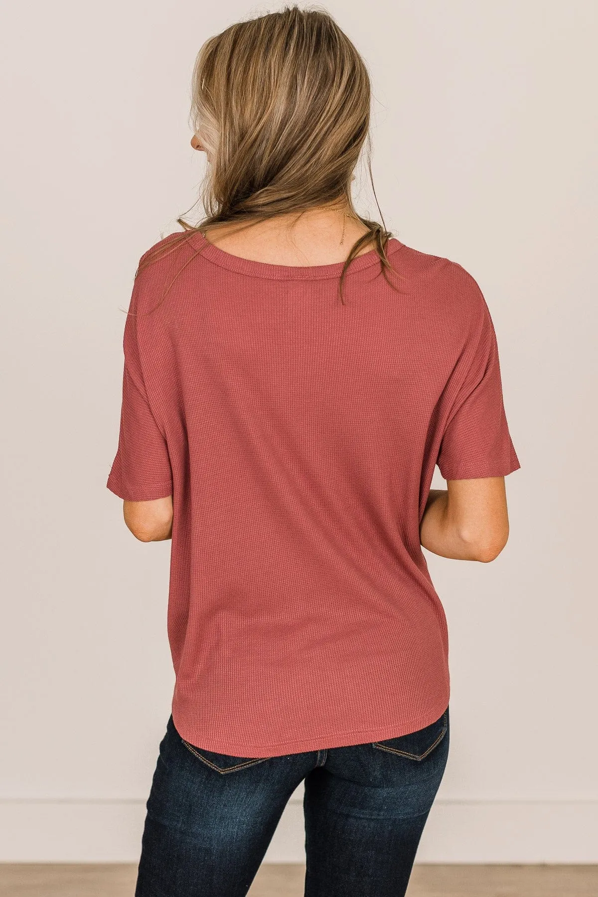 Looking Good Thermal Short Sleeve Top- Dark Mauve