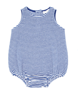 Minnow - Baby Cove Blue Stripe French Terry Bubble Romper