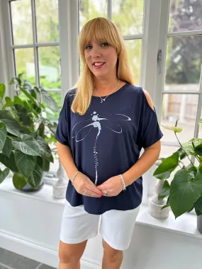 Navy Dragonfly Warrior Cold Shoulder Top Lisa