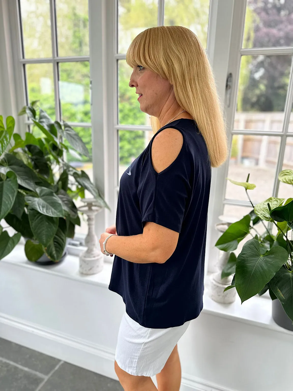 Navy Dragonfly Warrior Cold Shoulder Top Lisa