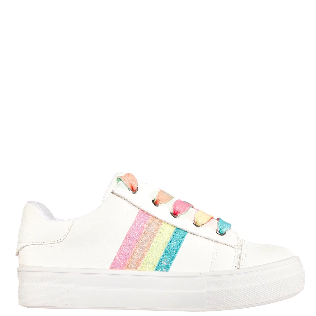 Nina Girls white shimmer rainbow stripe karsen sneaker