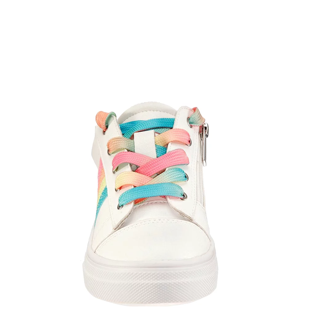 Nina Girls white shimmer rainbow stripe karsen sneaker