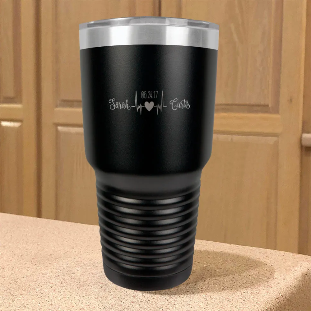 Personalized Stainless Steel Tumbler Heartbeat Couple