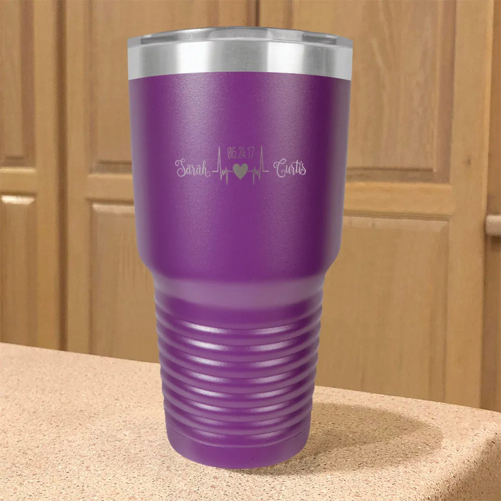 Personalized Stainless Steel Tumbler Heartbeat Couple