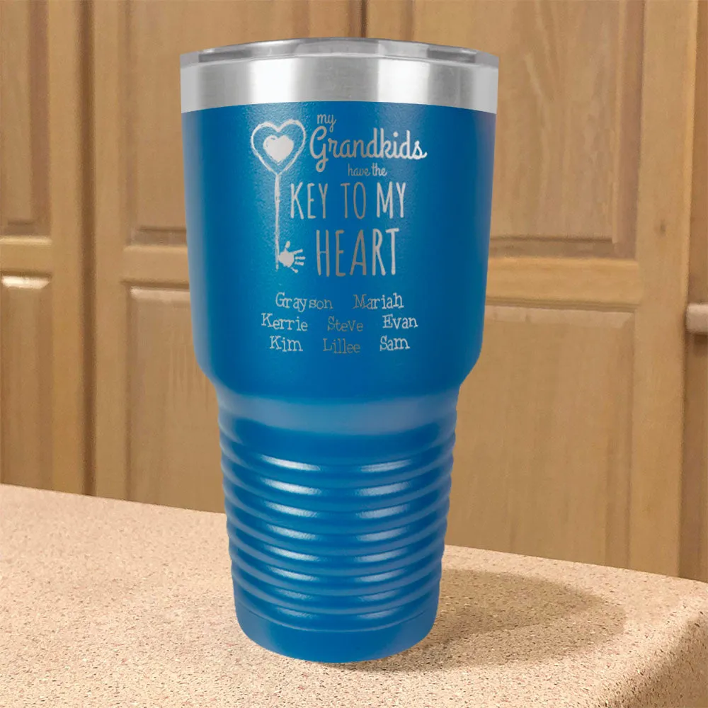 Personalized Stainless Steel Tumbler Key To My Heart Grandma