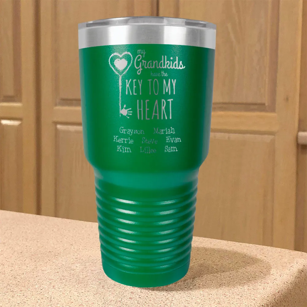 Personalized Stainless Steel Tumbler Key To My Heart Grandma