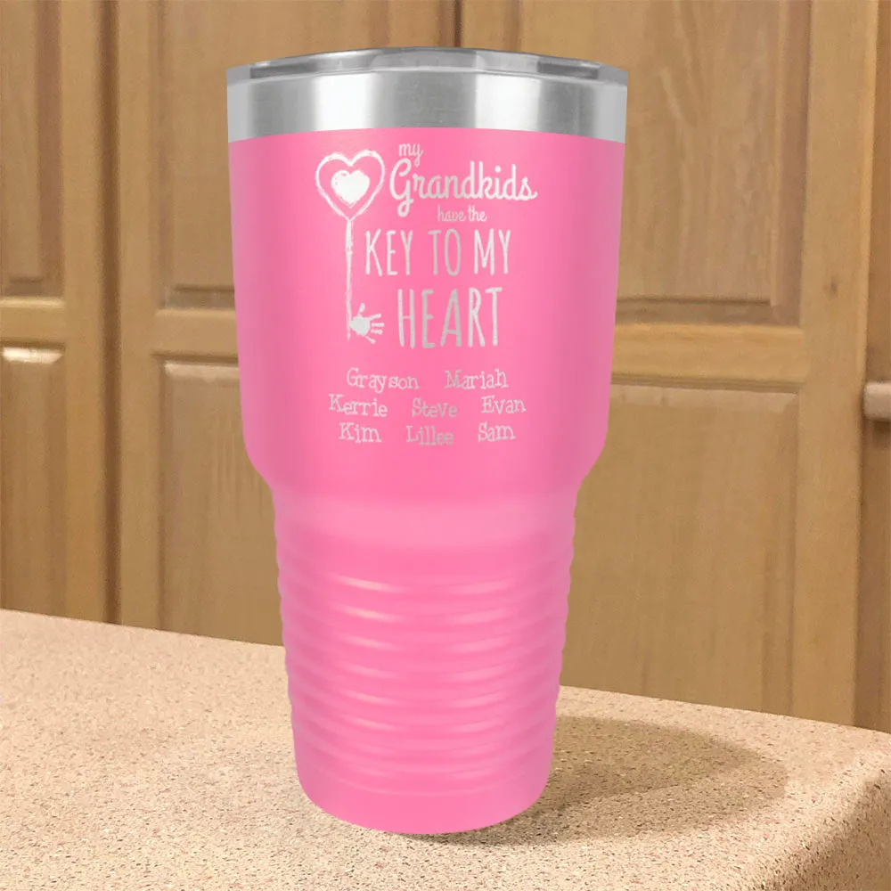 Personalized Stainless Steel Tumbler Key To My Heart Grandma