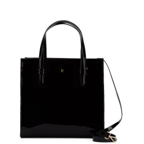 Phoebe Tote Bag In Black Vegan Patent Leather