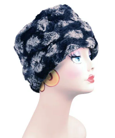 Pom-Pom in Black Luxury Faux Fur Cuffed Pillbox Hat