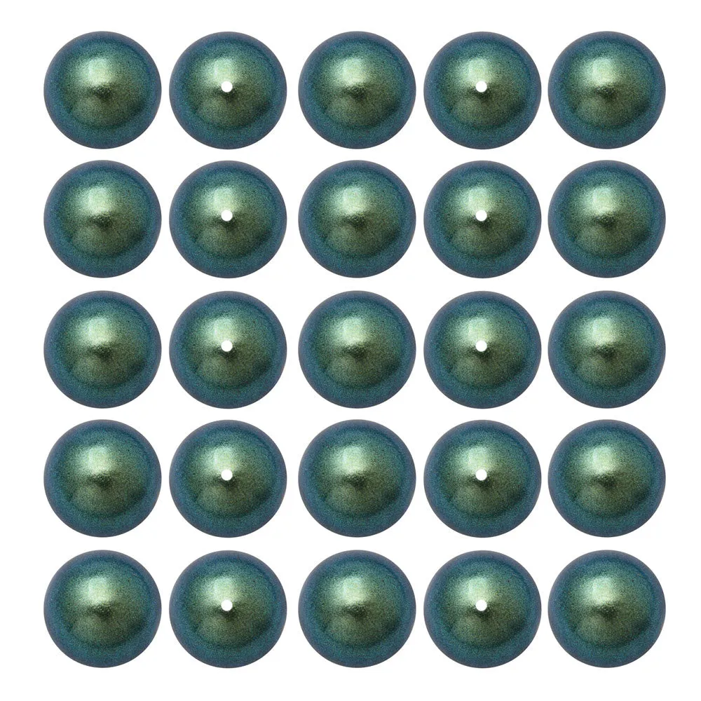 Preciosa Crystal Nacre Pearl, Round 6mm, Pearlescent Peacock Green (25 Pieces)