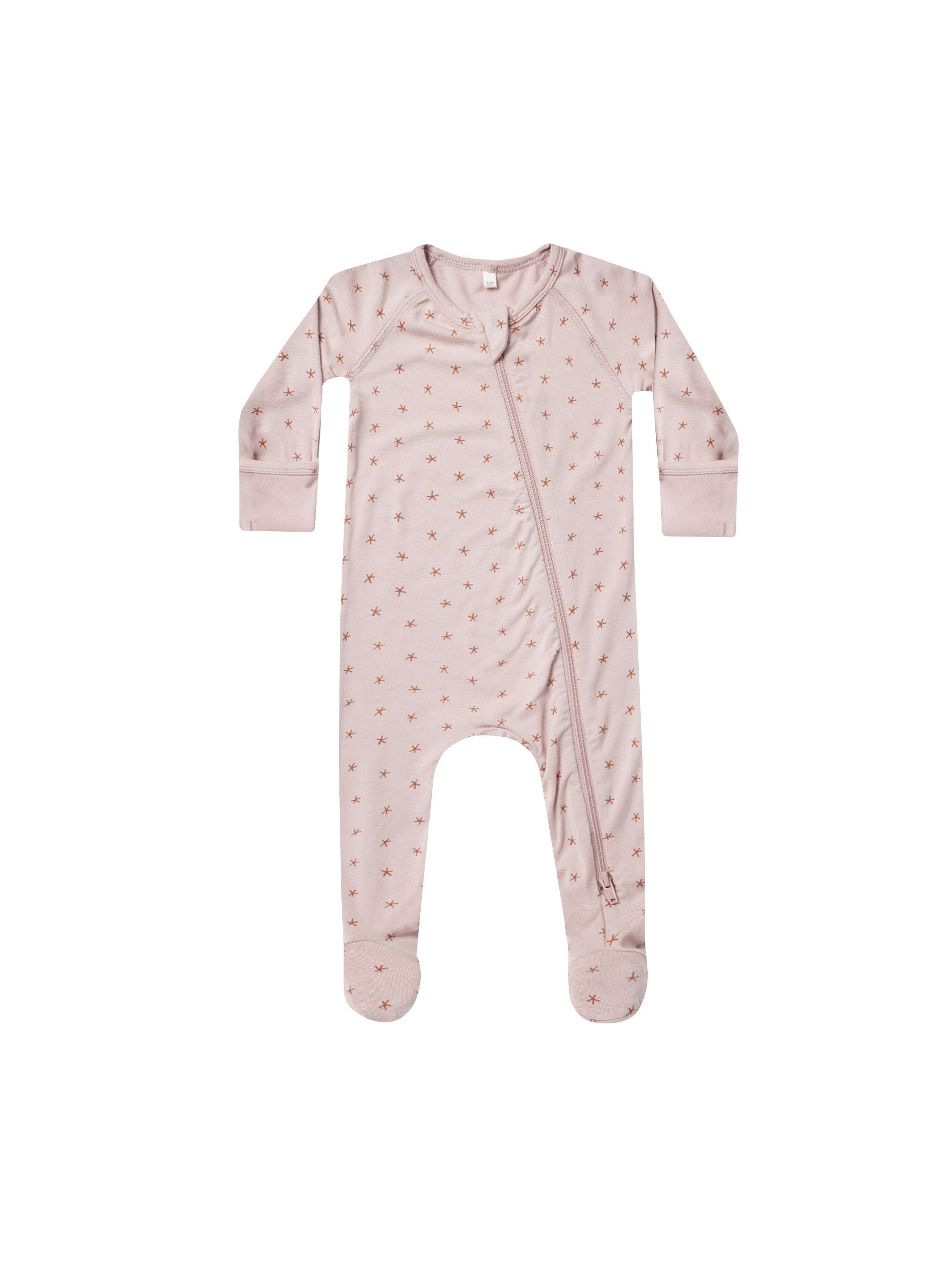 Quincy Mae - Blush Twinkle Bamboo Zip Footie