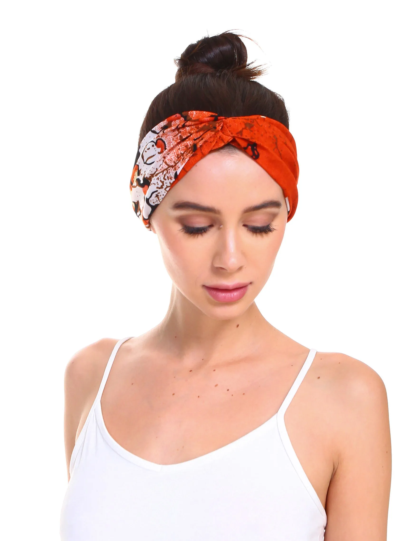 Red Abstract Print Front Knot Headband