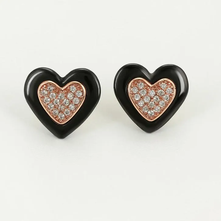 Rose Gold Filled Big Heart Studs