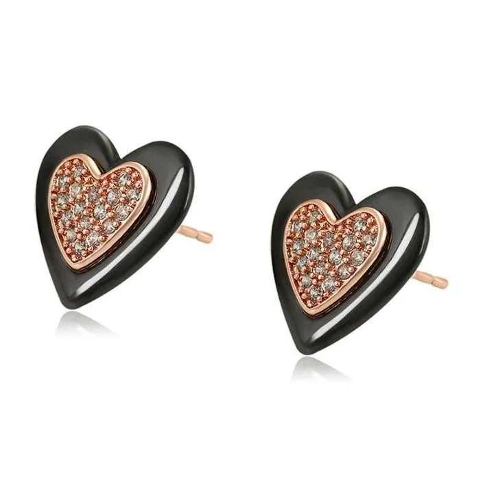 Rose Gold Filled Big Heart Studs